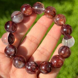 14mm stretchable fire quartz‎ bracelet 0974